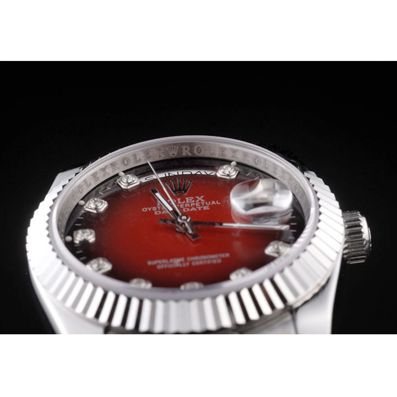 Aaa replica watch Steel Day-Date Stainless Tone Dial Rolex Two Polished Red 0610